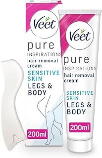 Veet Pure Inspirations Hair Removal Cream for Sensitive Skin, Body & Legs, 200 ml