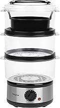 Salter 3 Tier Electric Food Steamer - 7.5L, Stackable Steaming Baskets, Dishwasher Safe, BPA Free Includes Rice Bowl, 60 Minute Timer, Compact Storage, Healthy Cooking Vegetables & Fish, 500W, EK2726