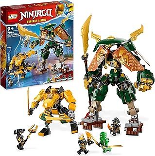 LEGO NINJAGO Lloyd and Arin's Ninja Team Mechs Set with 2 Combinable Action Figures and 5 Minifigures, Ninja Battle Playset for Kids, Boys & Girls 71794