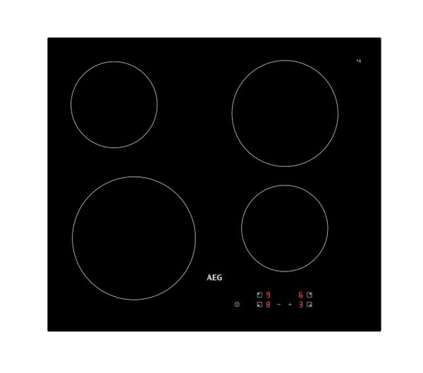 AEG 3000 Series Radiant Hob, Ceramic Hob, HRX64300CB, 4 Cooking Zones, 60cm, Easy Clean, Touch Control, Gas on Glass, Residual Heat Indicators, Built-in Hob, Black