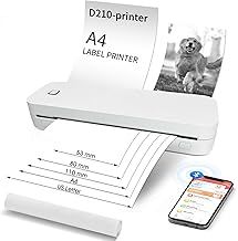 Topchances Portable Wireless A4 Thermal Printer - Bluetooth for Phone & Laptop, Inkless, Supports A4/4/3/2, Small for Home Office School (White)