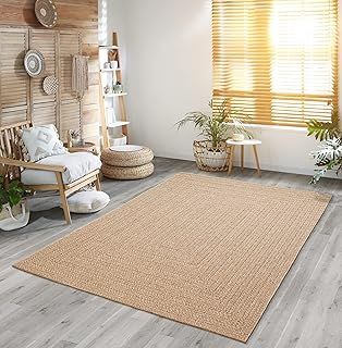 Kansas - robust indoor and outdoor carpet in natural jute look, weatherproof, suitable for patio and garden, approx. 200 x 290 cm