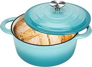 Enameled Cast Iron Dutch Oven, 5 L Bread Baking Pot with Self Basting Lid, Non-stick Enamel Coated Cookware Pot, Great Christmas Gifts for Family, Teal