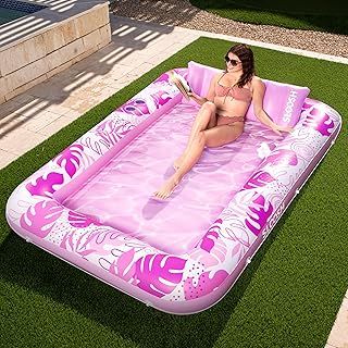 Sloosh Inflatable Tanning Pool Lounge Float, Sun Tan Tub Adult Pool Floats Raft for Pool Sunbathing Suntan Blow up Pool Lounger Tanning Bed Floatie for Adults