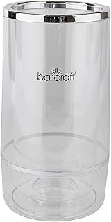 BarCraft Insulated Wine Cooler, Single Bottle, Acrylic with Chrome Detail, 12 x 12 x 23cm, Clear / Steel