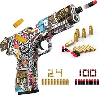 Toy Gun, Plastic Shell Ejecting Pistol Blaster with Soft Foam Bullet&Magazine, Kids Educational Gadget Shooting Game, Birthday Stocking Filler Xmas Gift/Present for Children Boys Girls Teenager