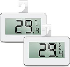 2 Pack Refrigerator Thermometer, Digital Fridge Thermometer with Hook, Large LCD Display, Frost Alarm, 3 Mounting Methods for Kitchen, Home, Restaurants, Cafes, Bars, etc. – White