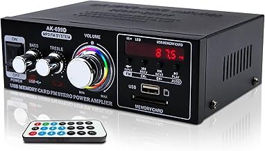 Bluetooth 5.0 Audio Amplifier, Digital Amp 2.0 Channel 100W, 2 Channel Stereo Wireless Hi-Fi Receiver USB SD AUX, for Home Speakers Theater Entertainment