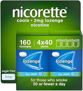 Nicorette Cools 2mg Lozenge, 160 Lozenges (4 x 40 Packs), Effective and Discreet Quit Smoking Aid for Cigarettes, Nicotine Lozenges with Dual-Layer Icy Mint Flavour Release
