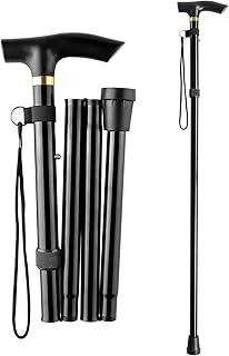 Walking Stick Folding Extendable Walking Cane Adjustable Mobility Aids Lightweight Flexible and Durable Walking Stick for Men & Women-Black
