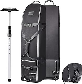 CHAMPKEY Premium Soft-Padded Golf Travel Bag with Anti-Impact Support System - 1200D Oxford Fabric Golf Travel Cover (2.0 Grey)