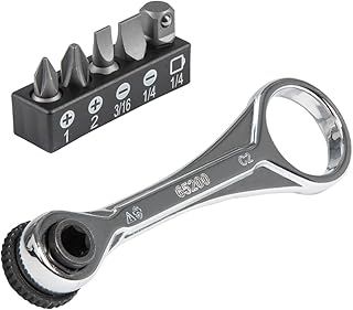 KLEIN TOOLS, 5-Piece Mini Ratchet Set with Phillips, Slotted, and Adapter for Other Socket Sizes, For Tight Spaces 65200