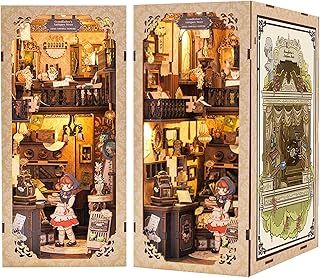 CUTEBEE Book Nook Kit, DIY Miniature Dollhouse Booknook Kits for Adults, 3D Puzzles Wooden Bookend Model Building, Bookshelf Insert Decor Gift(Grandfather's Antiques Store)