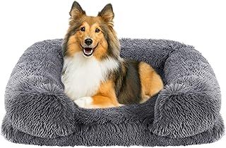 Dog Bed, Dog Bed Medium with Luxury Fluffy Plush, Waterproof Dog Bed with Non Slip Bottom, Memory Foam Dog Bed, Washable indestructible Dog Sofa for Dogs Cats Puppies Indoor & Outdoor