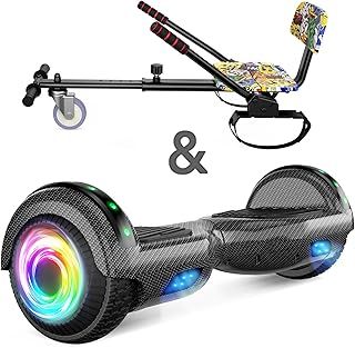 SISIGAD Hoverboard & Hoverkart Bundle, Self-Balancing 6.5" Scooter with LED Lights & Bluetooth, Go Kart Bundle for Kids