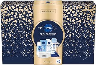 NIVEA Feel Glowing Refreshing Skincare Gift Set, Women's Gift Set with Day Cream, Night Cream, Exfoliating Scrub, Face Mask, Eye Make-Up Remover, Spa Headband