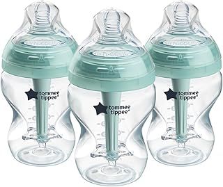 Tommee Tippee Baby Bottles, Advanced Anti-Colic Baby Bottle with Slow Flow Breast-Like Teat, 260ml, 0m+, Self-Sterilising, Baby Feeding Essentials, Pack of 3