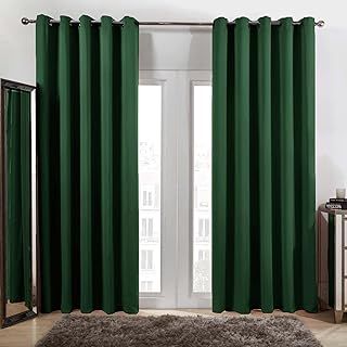 Dreamscene Eyelet Blackout Curtains Forest Green, Decorative Blackout Curtains for Bedroom Living Room Soft Modern Thermal Lined Black Out Curtain 2 Panels, 66x72”
