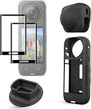 FitStill Protection Accessories Kit for Insta 360 X4 Optical Tempered Glass Screen Protector(2 PCS)+Rubber Lens Cap+Silicone Rubber Protective Case+Silicone Support Base Mount Accessory