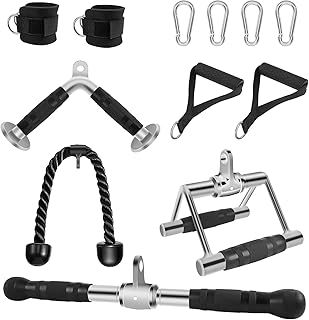 Cable Machine Attachments LAT Pull Down Accessories for Home Gym, Straight Pull Down Bar V Bar Triceps Rope Cable Pulley System LAT Pulldown Equipment