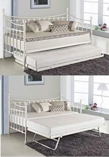 KOSY KOALA VERSAILLES GLOSSY VANILLA DAYBED WITH UNDER BED TRUNDLE 3FT SINGLE DAY BED FRAME