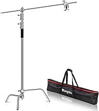 Bonnlo Pro Heavy Duty C-Stand with Hold Arm, Grip Head and Upgraded Carry Bag, 10 feet/3 meters Adjustable Stainless Steel Light Stand for Video Reflector, Monolight and Other Photographic Equipment