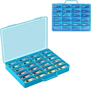 Toy Storage Organizer Case for Hot Wheels Car, for Matchbox Cars, for Mini Toys, for Small Dolls. Carrying Box Container Carrier with 24 Compartments.(Box Only) (Black)