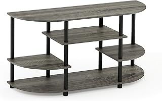 Furinno JAYA Simple Design Corner TV Stand, TV Unit, Entertainment Center, French Oak/Black,106.7 (W) x 57.4 (H) x 39.4 (D) cm
