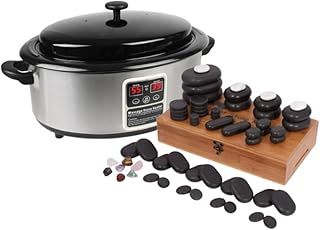 PHYSIQUE Hot Stone Massage Kit with a 6 Quart Digital Stone Heater (Box of 60 Volcanic Basalt Stones) For Home or Professional Use, Spa, Massage Therapy, Sports Massage and Relaxation With Large Spoon