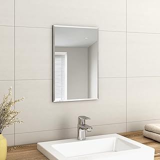 EMKE Bathroom Mirror 300x450mm, Wall Mounted Frameless HD Mirror for Vanity, Rectangle Hanging Bathroom Bedroom Shaving Mirror