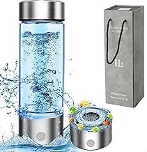 Hydrogen Water Bottle, Portable Hydrogen Water Ionizer Machine, 420ml Hydrogen Water Generator Maker, 1500ppb Hydrogen Rich Water Glass Health Cup for Home Travel (Silver)