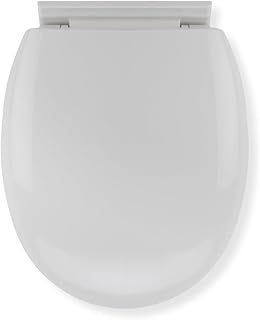 Croydex Soft Close Toilet Seat - Hygiene 'N' Clean Antibacterial Treated Polypropylene Seat and Universal Adjustable Hinges with Bottom Fixings Included (White, O Shape)