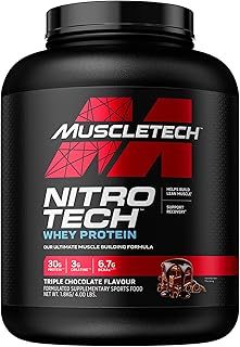 MuscleTech NitroTech Whey Protein Powder, Muscle Maintenance & Growth, Whey Isolate Protein Powder With 3g Creatine, Protein Shake For Men & Women, 6.8g BCAA, 40 Servings, 1.8g, Milk Chocolate