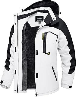 TACVASEN Women's Waterproof Jacket Winter Skiing Outdoor Walking Fleece Coat with Detachable Hood