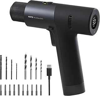 HOTO Brushless Drill, 12V Cordless, Power with LED Display, 30 Gears 2 Working Modes, 3/8 Inch Keyless Chuck, 266 in-lbs (30N·m) Torque, 2000mAh Battery, 10 Bits & 8 Drill Bits