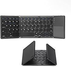 Foldable Bluetooth Keyboard, Pocket Size Portable Mini BT Wireless Keyboard with Touchpad for Android, Windows, PC, Tablet