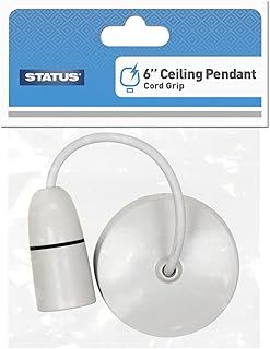 Status Ceiling Pendant Light Fitting | 6 Inch White Pendant Bayonet Light Bulb| S6INCPB4, Packaging May Vary
