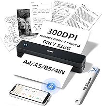iDPRT MT610pro Portable Thermal Printer for Travel, A4 Small Wireless Printer for Office, Homework, Study, Notes with 300DPI Density, Compatible with iOS, Android, Tablet & Laptop- Black