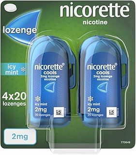 Nicorette Cools 2 mg Icy Mint Lozenges, 4 x 20 pack (Quit Smoking & Stop Smoking Aid)