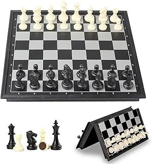 Magnetic Chess Set - Cestamor Chess Board Folding Travel Chess Portable - 2 Extra Queens - 25x25cm Board Games for Kids Adults Gifts