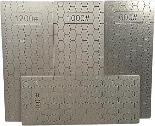 YJZ 4Pcs Diamond Sharpening Stones,Ultra-Thin Single Side Honeycomb Diamond Plate Honing Stone 400/600/1000/1200 Grit,2.48x5.94 Inch
