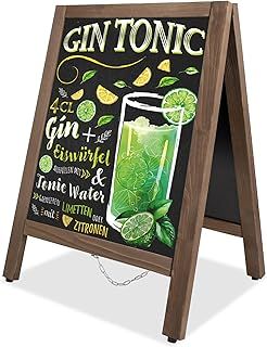 A Board Pavement Sign A Frame Chalkboard Sign Board Magnetic 43x65cm Double Sided Pavement Board Sandwich Board Signs Outdoor Blackboard for Restaurant, Business, Wedding(Small), Brown