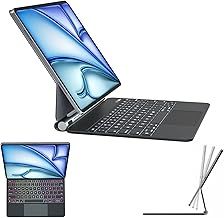 TECHGEAR Magnetic Keyboard Case for iPad Air 13" 2026 (M4), 2025 (M3), 2024 (M2) - Floating Stand, Multi-Touch Trackpad, 7-Colour Backlit, QWERTY, for iPad Pro 12.9" 2018-2022 3/4/5/6th Generation