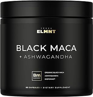 40,000mg Organic Black Maca Root 40X Strength Testosterone Supplement for Men + Ashwaganhda - Highest Potency Black Maca Root Capsules for Men 100% Pure Maca Powder Enhance Mens Health + Male Booster