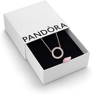 Pandora Signature Women's 14k Rose Gold-Plated Circle of Sparkle Cubic Zirconia Pendant Necklace, 45cm