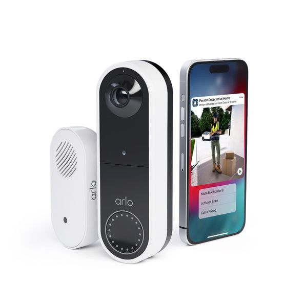 Arlo Essential Wireless Video Doorbell Security Camera & Chime, 1080p HD, 2-Way Audio, Smart Package & Motion Detection, Loud Siren, Night Vision, With Free Trial of Arlo Secure, AVDK2001