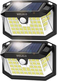 WELALO Solar Security Lights, 188 LED Solar Motion Sensor Lights, IP65 Waterproof Solar Lights Outdoor Garden, 3 Modes PIR Solar Powered Wall Lights for Outside Garden Fence Door Yard (2 Pack)