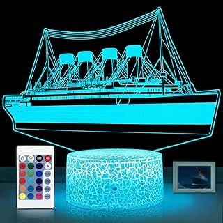 YAOMYLT Titanic Night Light for Kids Led Lights for Bedroom with Remote & Touch Control 16 Colors Changing Bedside Decor Ship Model Lamp as Girls& Boys Gifts Ideas