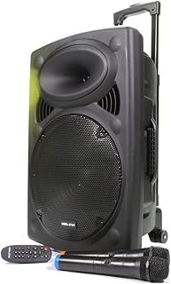 Portable PA Speaker System with Bluetooth, USB - MP3, 2 Wireless Microphones 12" Woofer, Loud 300w Power, Bass & Treble Controls (VS-P120)