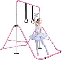 BPB Gymnastics Bars, Folding Horizontal Bar Gymnastics Training Equipment, Junior Training Kip Bar Adjustable Height with Gymnastic Rings for Kids Expandable Gymnastics Training Bar
